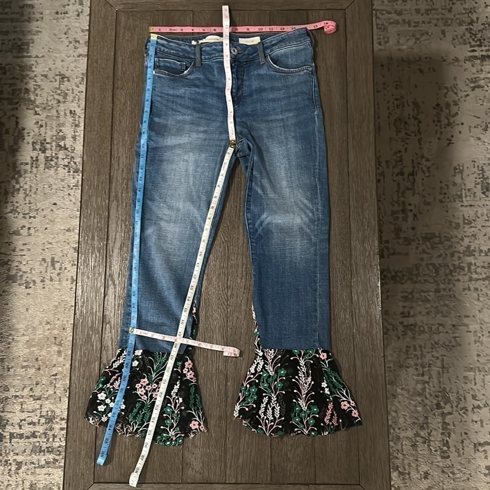 Pilcro Flared Embroidered Floral Tulle Jean - Picture 8 of 12